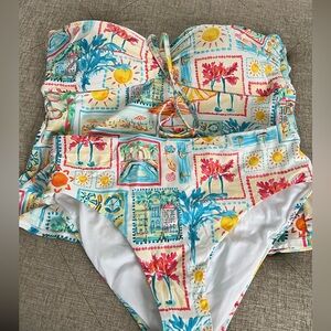 Colorful Print Women's tankini Set